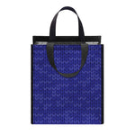 Deep Blue Knitted Pattern Print Insulated Lunch Tote