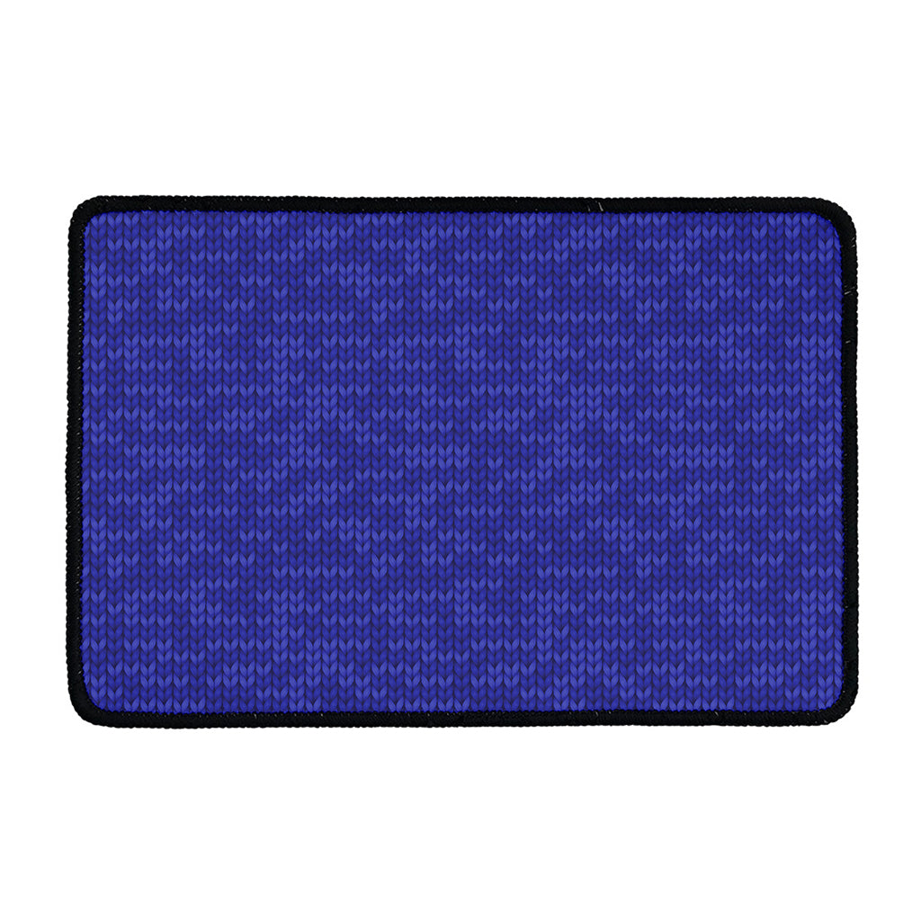 Deep Blue Knitted Pattern Print Kitchen Mat