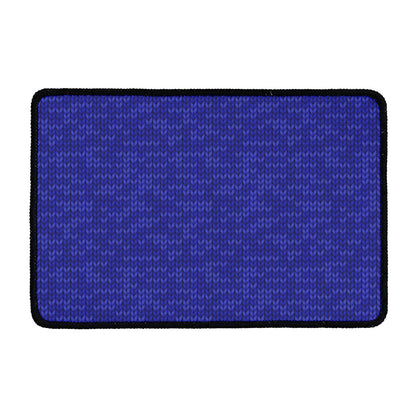 Deep Blue Knitted Pattern Print Kitchen Mat