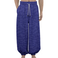 Deep Blue Knitted Pattern Print Lantern Pants