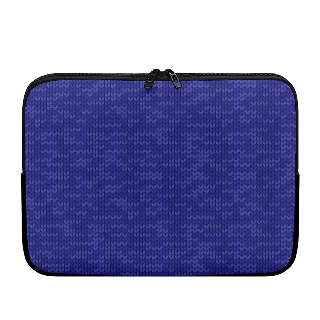 Deep Blue Knitted Pattern Print Laptop Sleeve