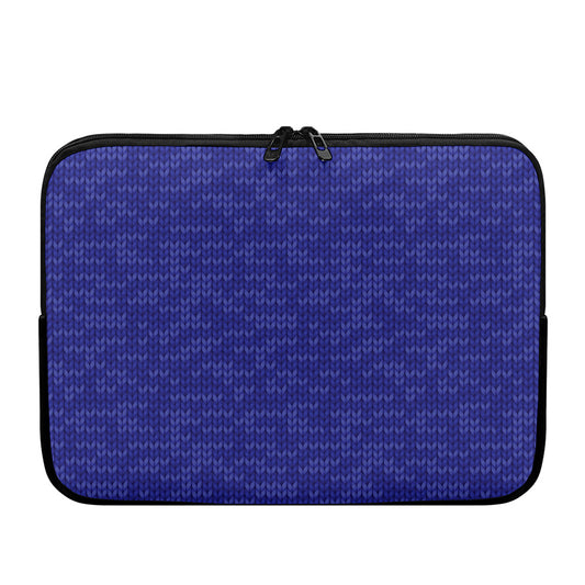 Deep Blue Knitted Pattern Print Laptop Sleeve