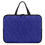 Deep Blue Knitted Pattern Print Laptop Sleeve With Handle