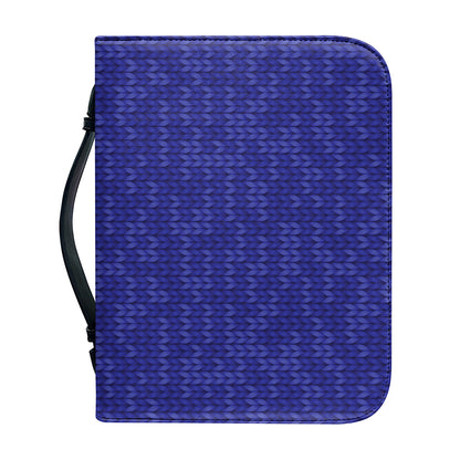Deep Blue Knitted Pattern Print Leather Bible Cover