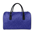 Deep Blue Knitted Pattern Print Leather Duffel Bag