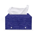 Deep Blue Knitted Pattern Print Leather Tissue Box Cover
