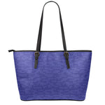 Deep Blue Knitted Pattern Print Leather Tote Bag