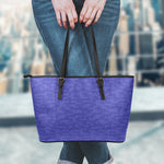 Deep Blue Knitted Pattern Print Leather Tote Bag