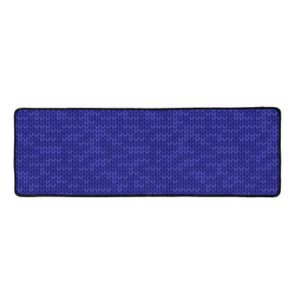 Deep Blue Knitted Pattern Print Long Kitchen Mat