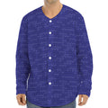 Deep Blue Knitted Pattern Print Long Sleeve Baseball Jersey