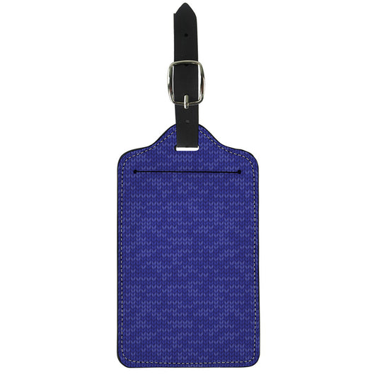 Deep Blue Knitted Pattern Print Luggage Tag