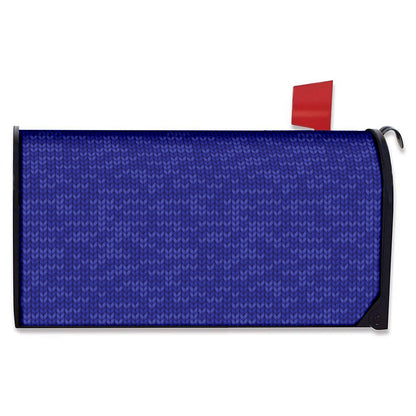 Deep Blue Knitted Pattern Print Mailbox Cover