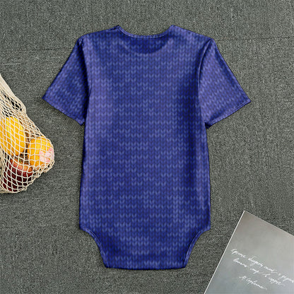 Deep Blue Knitted Pattern Print Men's Bodysuit