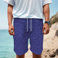 Deep Blue Knitted Pattern Print Men's Cargo Shorts