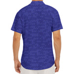 Deep Blue Knitted Pattern Print Men's Deep V-Neck Shirt
