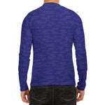 Deep Blue Knitted Pattern Print Men's Long Sleeve Rash Guard