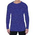 Deep Blue Knitted Pattern Print Men's Long Sleeve T-Shirt