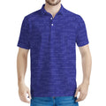 Deep Blue Knitted Pattern Print Men's Polo Shirt