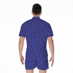 Deep Blue Knitted Pattern Print Men's Rompers
