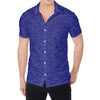 Deep Blue Knitted Pattern Print Men's Shirt