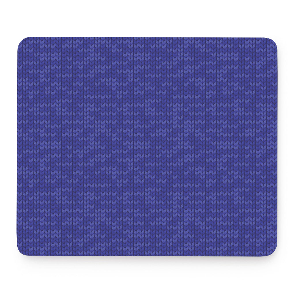 Deep Blue Knitted Pattern Print Mouse Pad