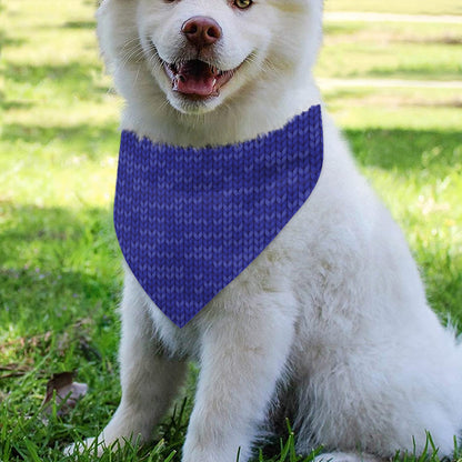 Deep Blue Knitted Pattern Print Over The Collar Dog Bandana