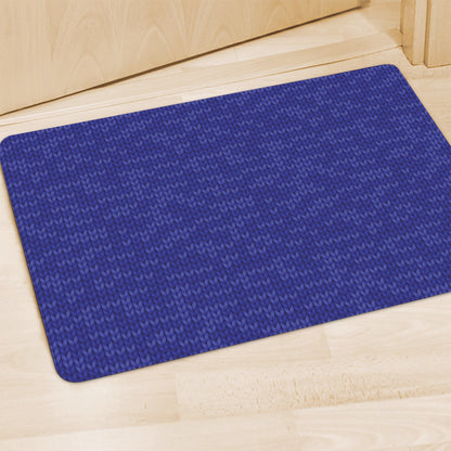 Deep Blue Knitted Pattern Print Polyester Doormat