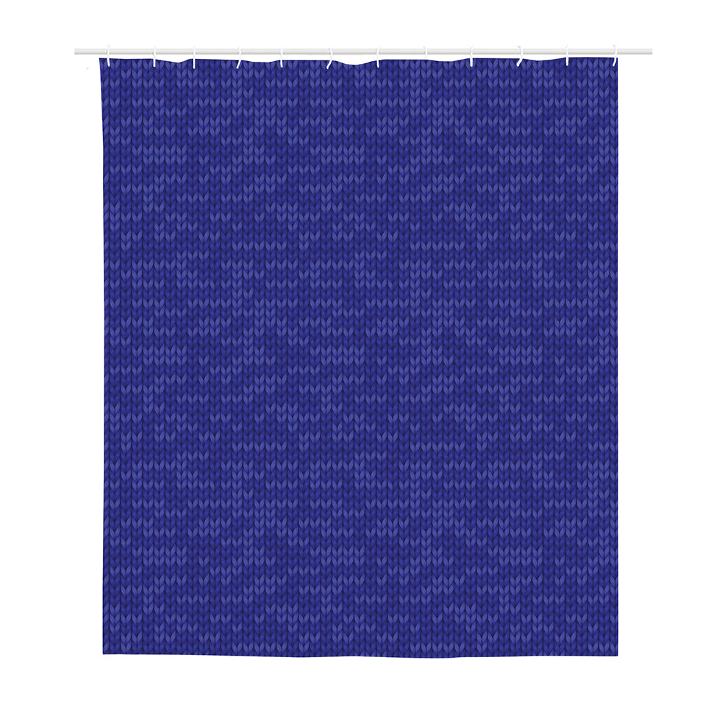 Deep Blue Knitted Pattern Print Polyester Shower Curtain