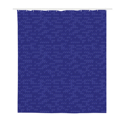 Deep Blue Knitted Pattern Print Polyester Shower Curtain