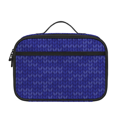 Deep Blue Knitted Pattern Print Portable Lunch Bag