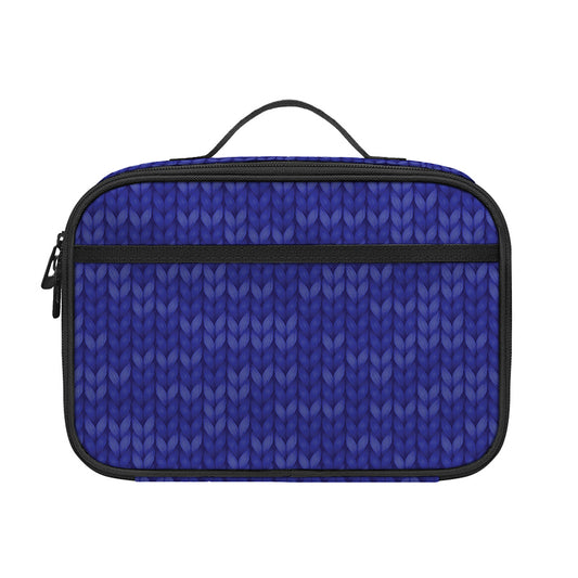 Deep Blue Knitted Pattern Print Portable Lunch Bag