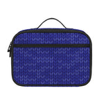 Deep Blue Knitted Pattern Print Portable Lunch Bag