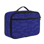 Deep Blue Knitted Pattern Print Portable Lunch Bag