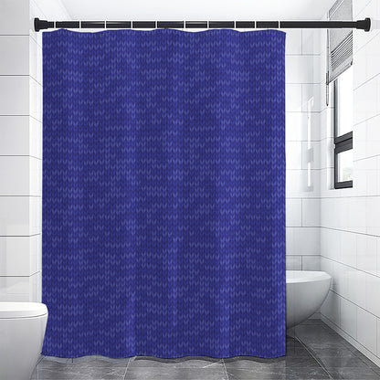 Deep Blue Knitted Pattern Print Premium Shower Curtain