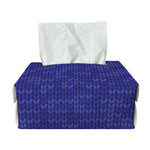 Deep Blue Knitted Pattern Print Rectangle Tissue Box Cover