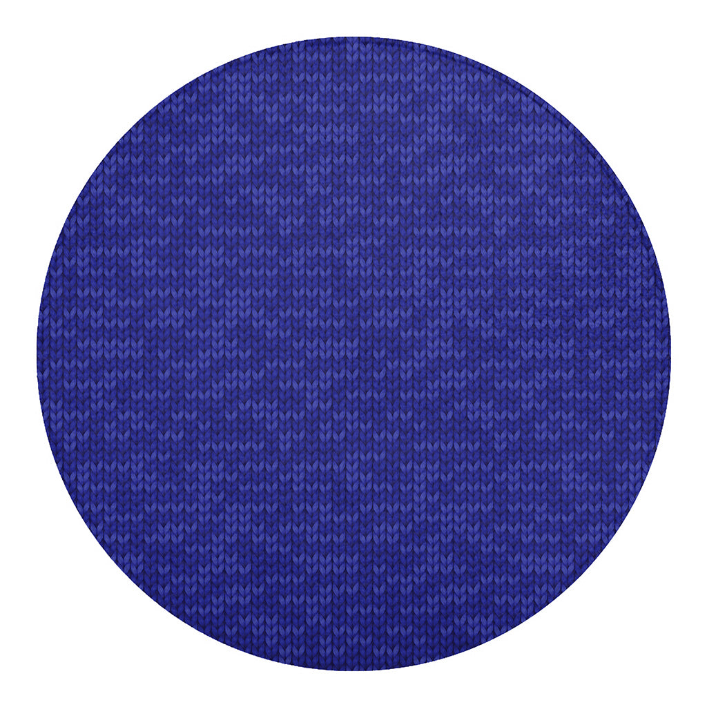 Deep Blue Knitted Pattern Print Round Blanket