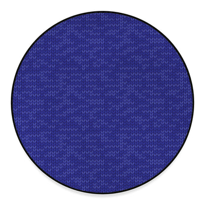 Deep Blue Knitted Pattern Print Round Floor Mat