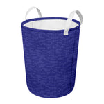 Deep Blue Knitted Pattern Print Round Laundry Basket