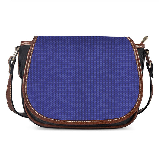 Deep Blue Knitted Pattern Print Saddle Bag