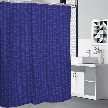 Deep Blue Knitted Pattern Print Shower Curtain