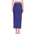 Deep Blue Knitted Pattern Print Side Slit Maxi Skirt