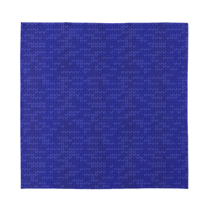 Deep Blue Knitted Pattern Print Silk Bandana