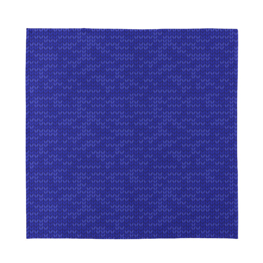 Deep Blue Knitted Pattern Print Silk Bandana