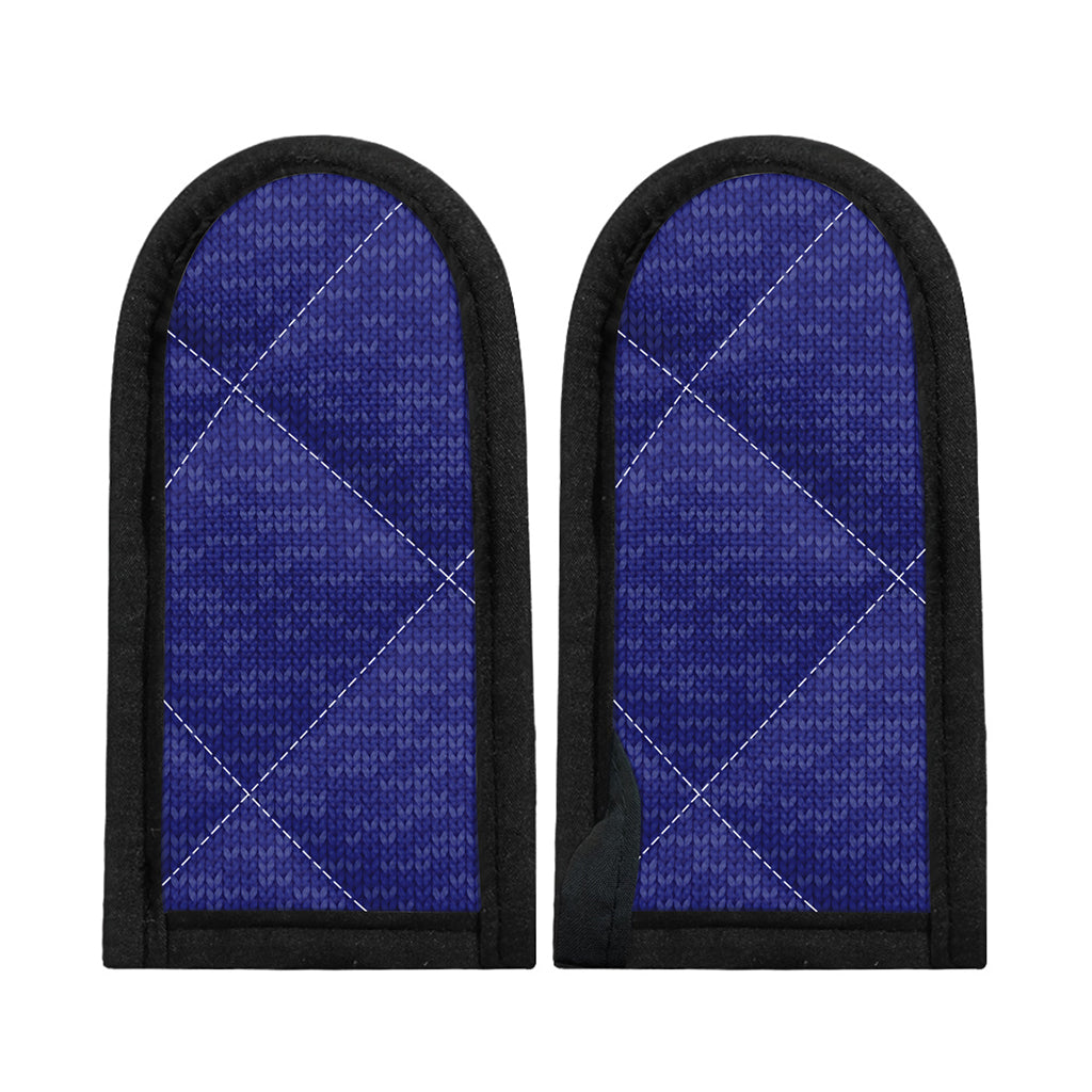 Deep Blue Knitted Pattern Print Skillet Handle Cover