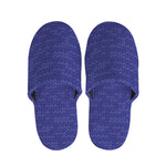 Deep Blue Knitted Pattern Print Slippers