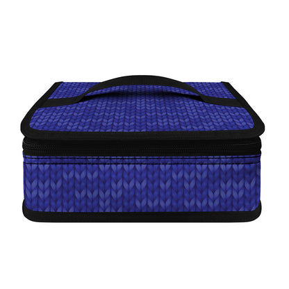 Deep Blue Knitted Pattern Print Small Lunch Bag