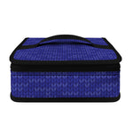 Deep Blue Knitted Pattern Print Small Lunch Bag