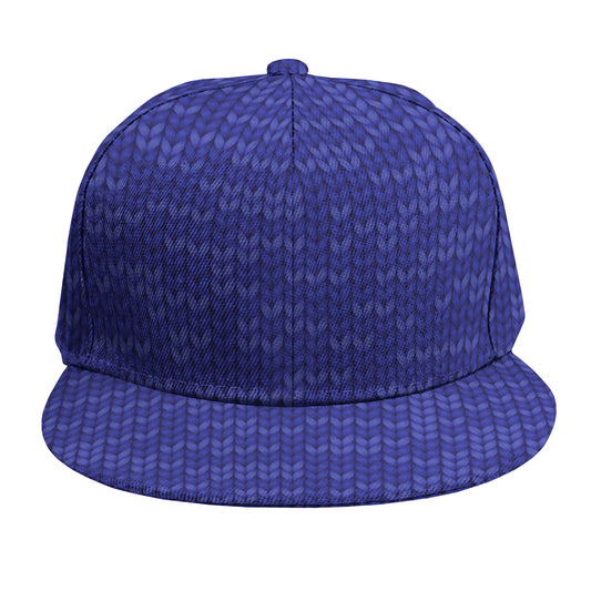 Deep Blue Knitted Pattern Print Snapback Cap