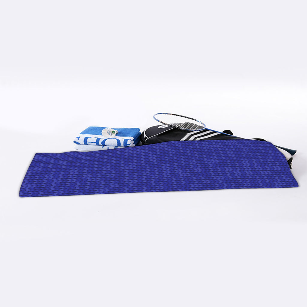 Deep Blue Knitted Pattern Print Sports Towel