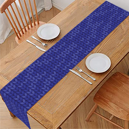 Deep Blue Knitted Pattern Print Table Runner